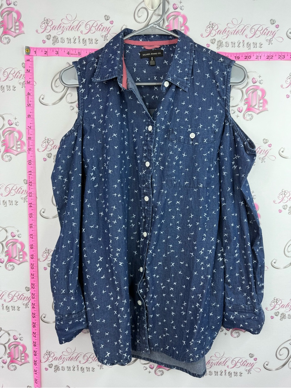 Silver Jeans Blue Cold-Shoulder Button-Down Shirt